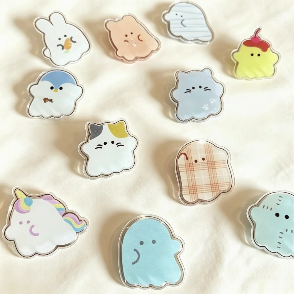 Cute Clip Sets Memo Paper Clip Cartoon Ghost Cat Horse Acrylic Transparent Decorative Clip School Stationery Office Supplies