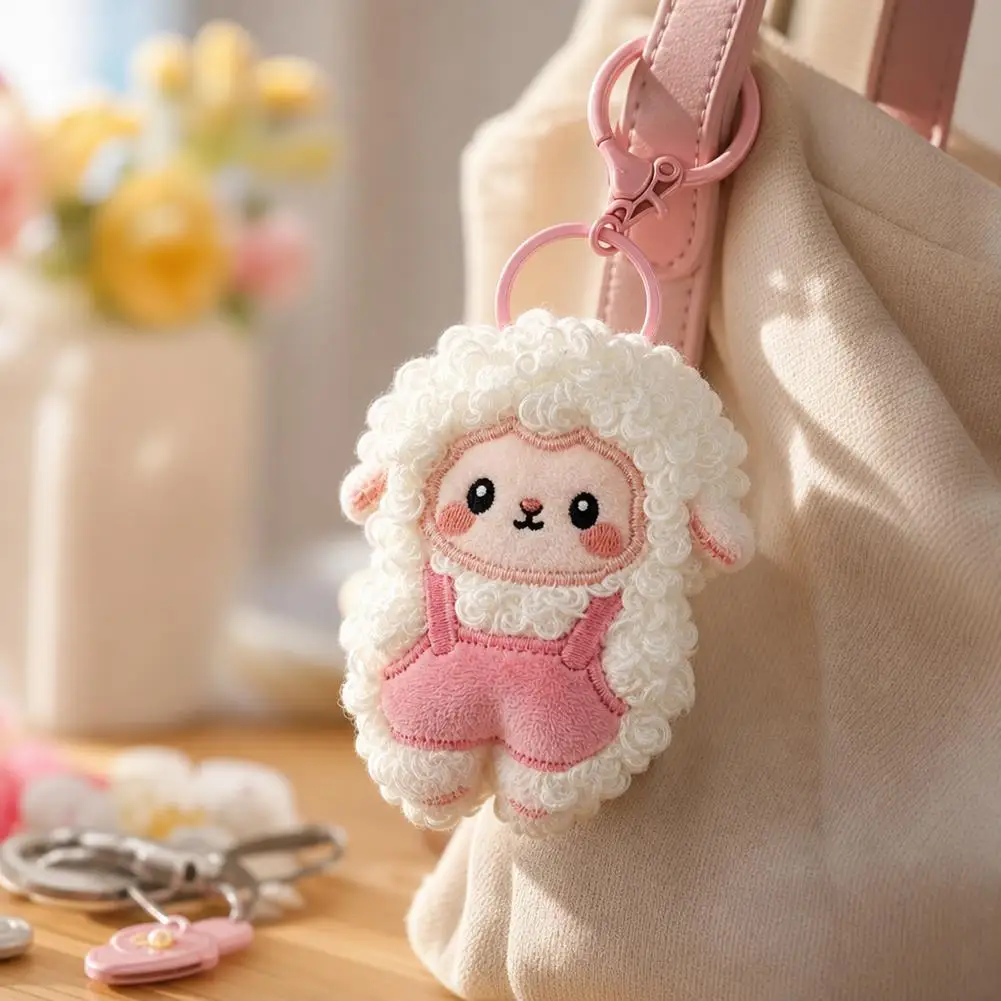 Creative Cute Curly Sheep Plush Backpack Keychain Soft Plush Texture Kawaii Plush Doll Stuffed Pendent Cute Backpack Ornament