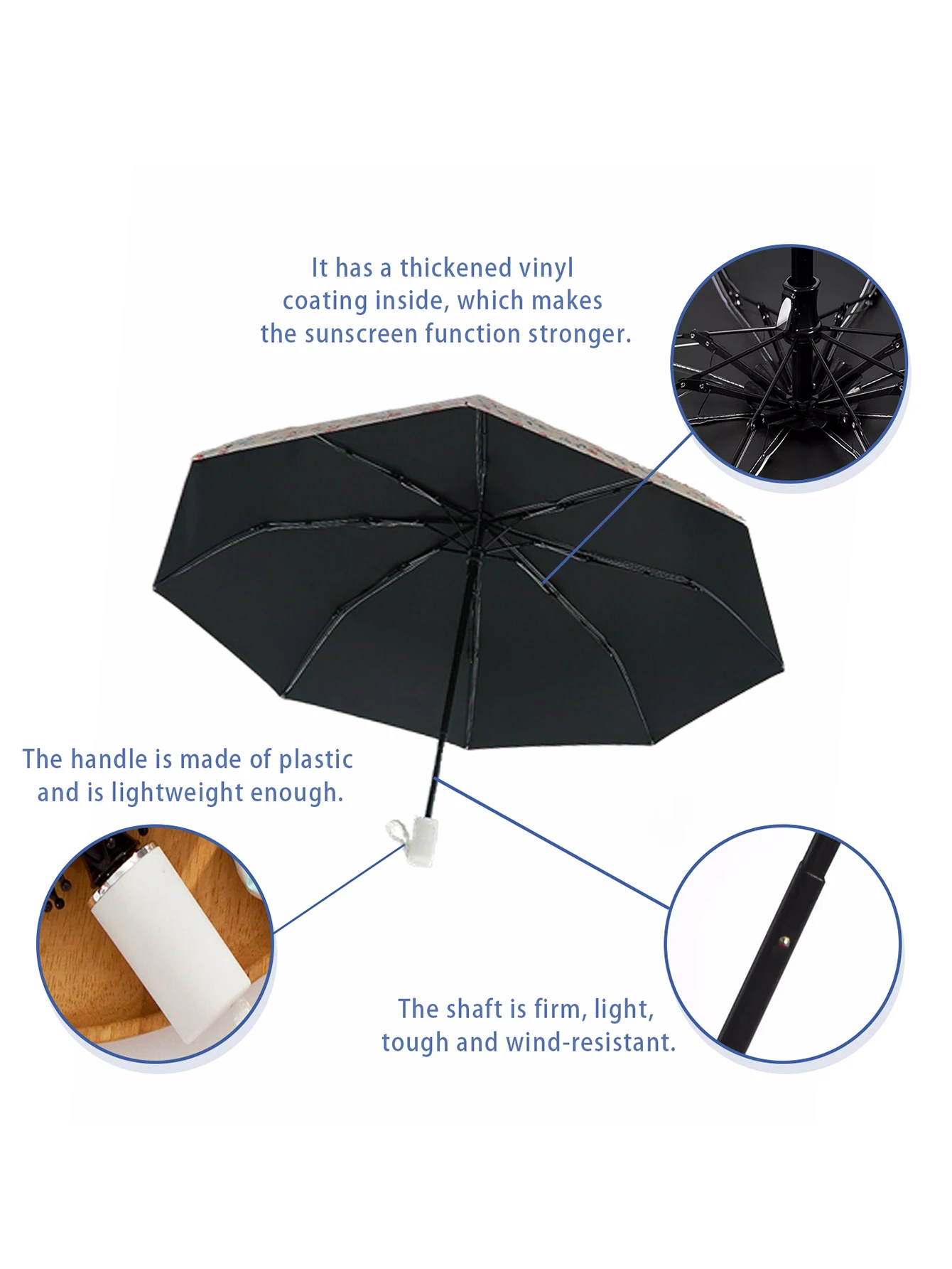 INS minimalist sunshade umbrella, sun umbrella, sun protection, UV protection, black glue, sun umbrella, female rain and shine u