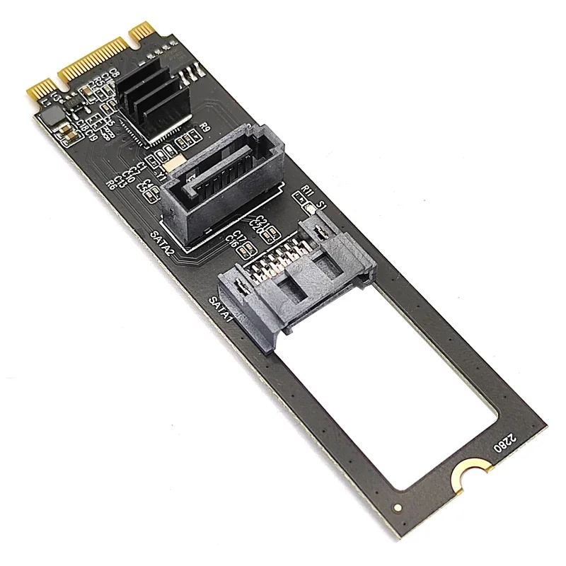 Tarjeta elevadora NVME a controlador SATA Dual M.2 NVME a SATA3.0 6G convertidor de unidad de disco duro M.2 Key-M PCIE NVME a SATA JMB582 Chip