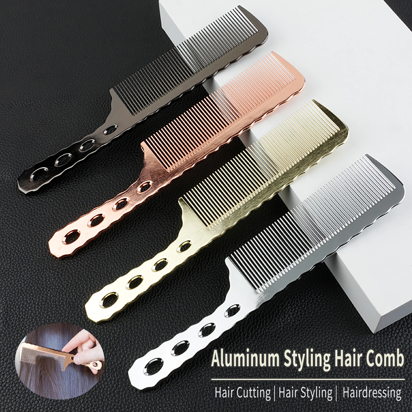 1Pc Pro Aluminum Hair Cutting Combs For Men Flat Top Combs Women Anti-static Smooth Hairdressing Comb Salon Barber Styling Tools