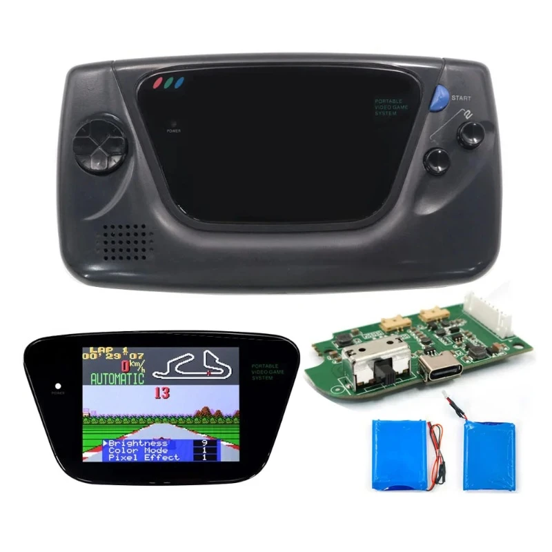 

3.5" Laminated LCD IPS ScreenRechargable USB-C Battery HD Kit For For SEGA Game Gear Console W/Housing Shell