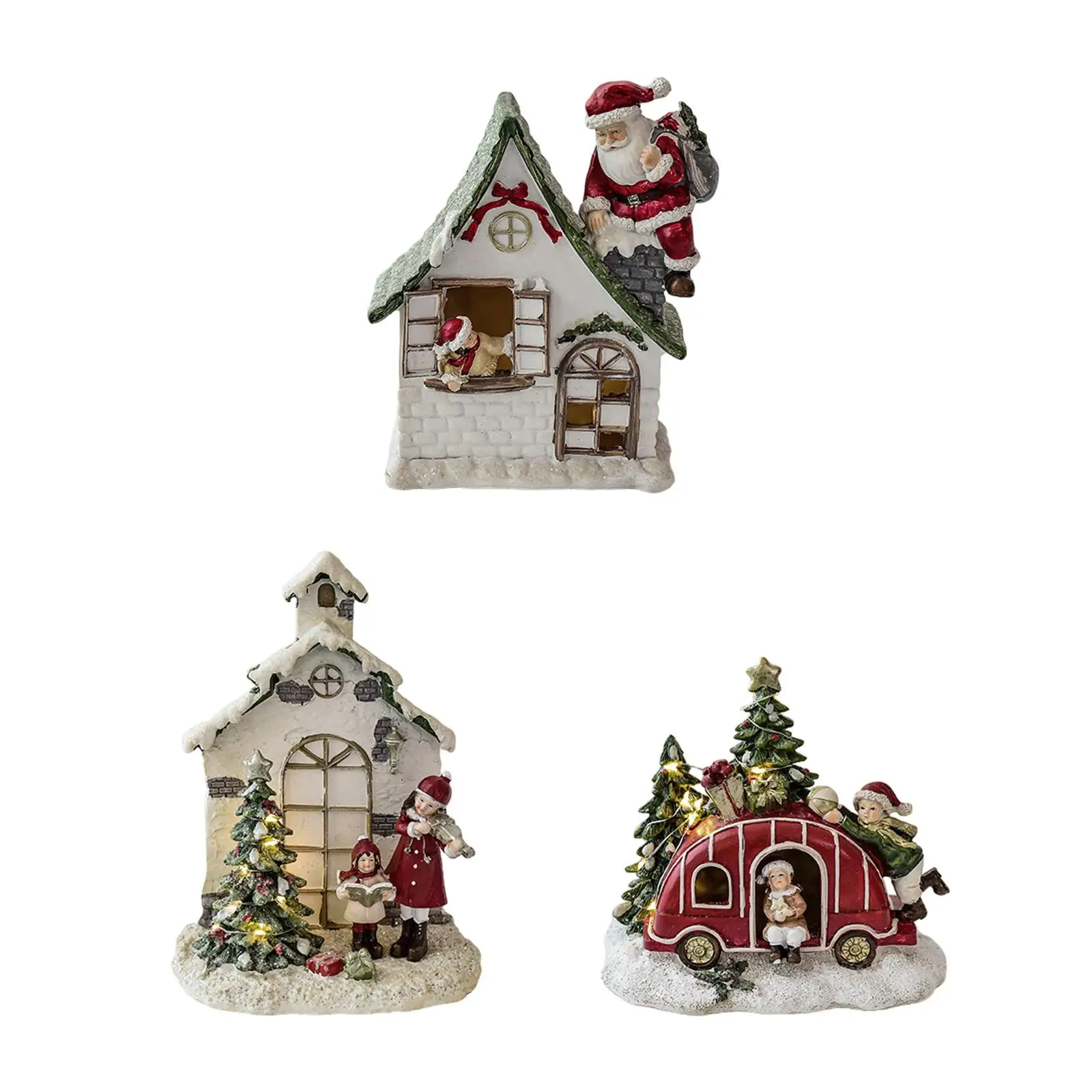 

Lighted Christmas Village House Figurine Christmas Gift for Shelf Desk Party