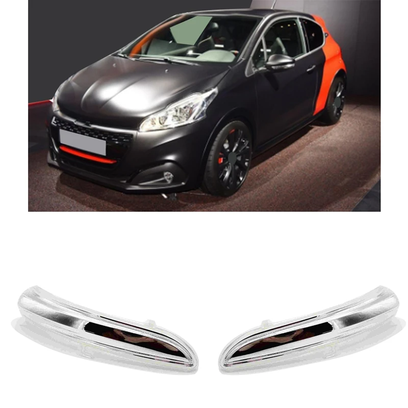 Luz LED de señal de giro para espejo retrovisor de coche, piezas de repuesto para Peugeot 208, 2012-2017, indicador de espejo de puerta de ala lateral, 1 par