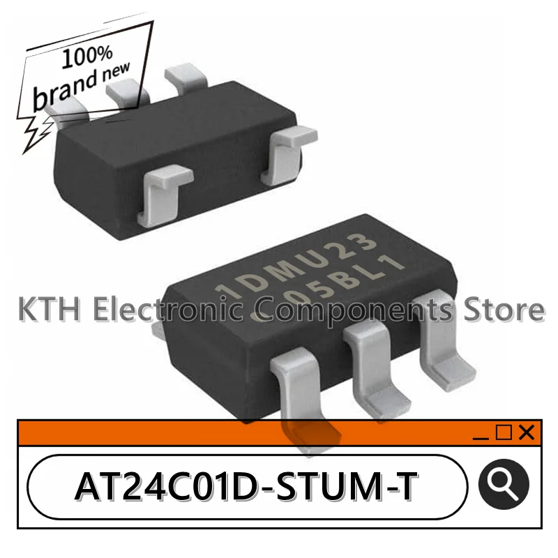 10PCS AT24C01D-STUM-T EEPROM Memory IC 1Kbit I2C 1MHz SOT-23-5 screen printing 1DMU