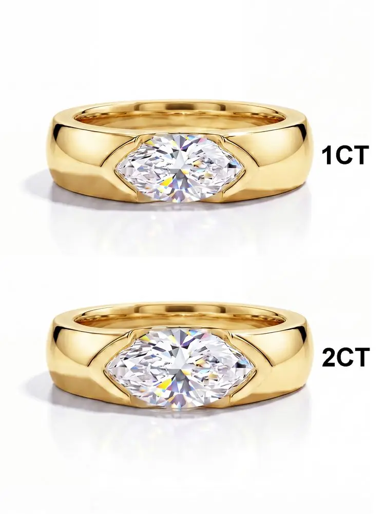 Modische, wunderschöne, echte 1-2CT Marquise Moissanit-Diamant-Verlobungsringe für Damen, Hochzeitsgeschenk, Luxusschmuck – Detail 6