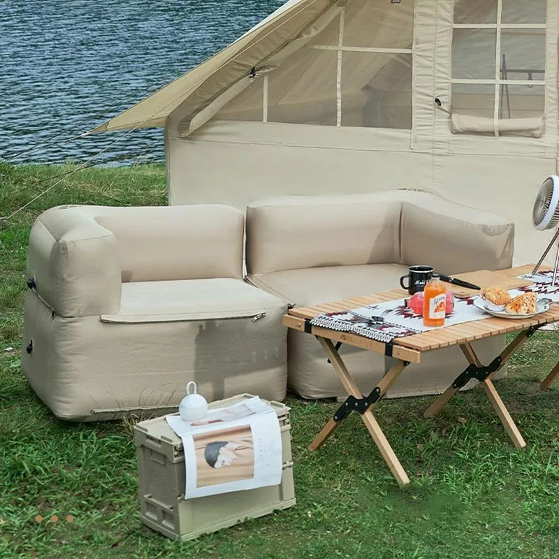 Nadmuchiwana Sofa Materac Zewnętrzna Składana Sofa Łóżko Przenośna Sofa Powietrzna Fotel Patio Camping Pojedyncze Sofy Leniwe Meble Ogrodowe