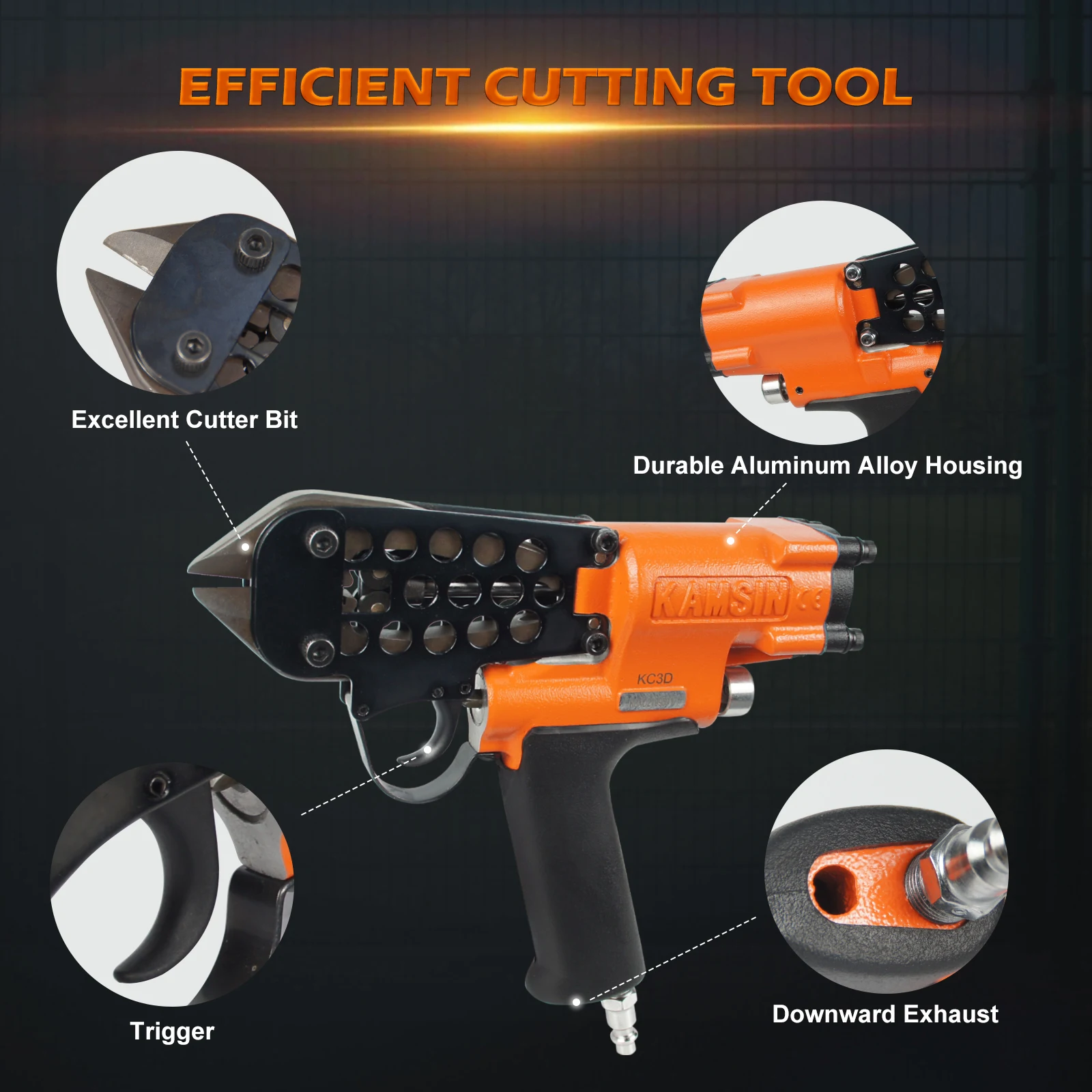 KAMSIN KC3D 3mm Wire Diameter Cutting Tool Pneumatic Wire Bolt Cutter Air Scissor Shear For Wire Cages, Fencing, Wire Cutting