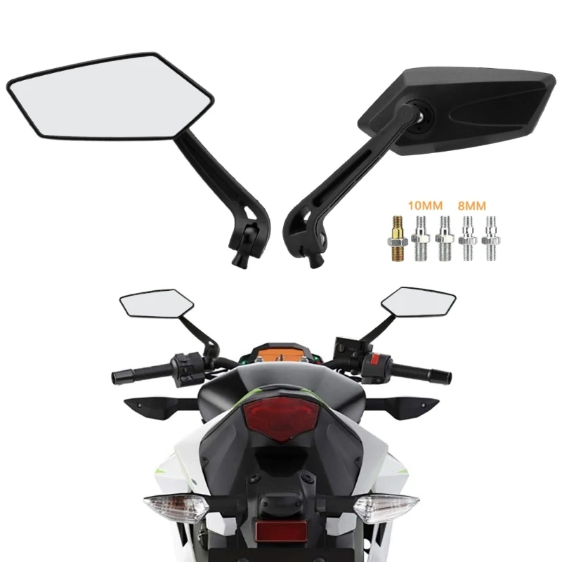 Motorcycle Side Mirrors Rearview Mirror E-Bike Scooter Adjustable Rotating Mirrors Motorbike Accessories with