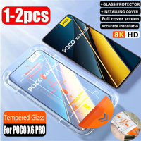 1-2Pcs 8K Premium Tempered Glass For Poco X6 Pro X5 X4 GT Screen Protector For Poco M5S M4 Pro F4 F3 Installation Dust Free Boxs