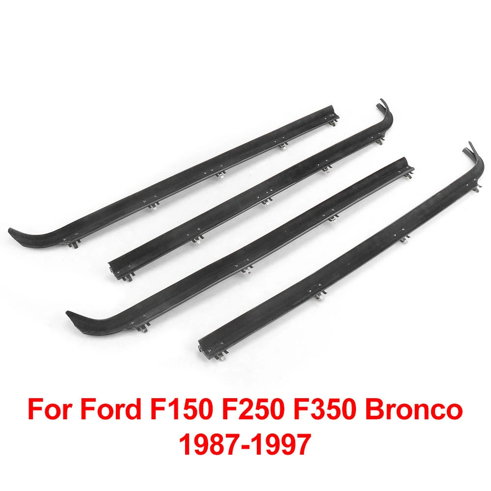 

4pcs Front Inner & Outer Window Molding Sweep Felt Trim Seal Weatherstrip For Ford F150 F250 F350 Bronco 1987-1997 E7TZ1521452A