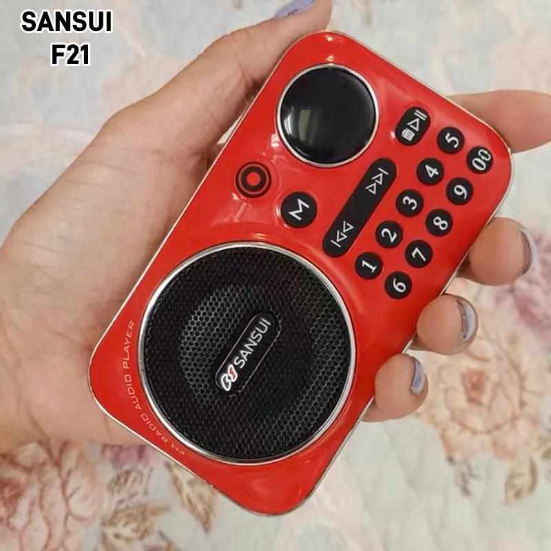 SANSUI F21 FM Portable Radio Pocket Radio Rechargeable with Best Reception Long Battery Life Hi-Fi Wireless Bluetooth Speakers