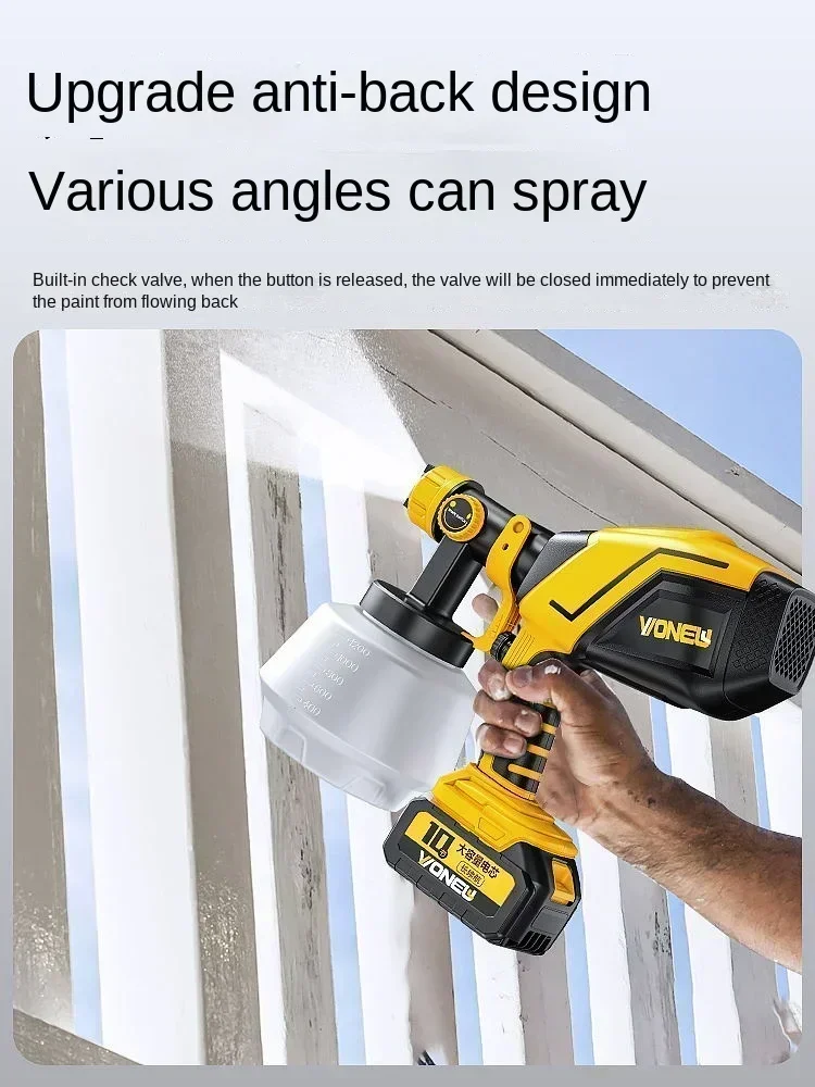 220V draadloze elektrische verfspuit voor thuisgebruik met hogedrukmondstuk