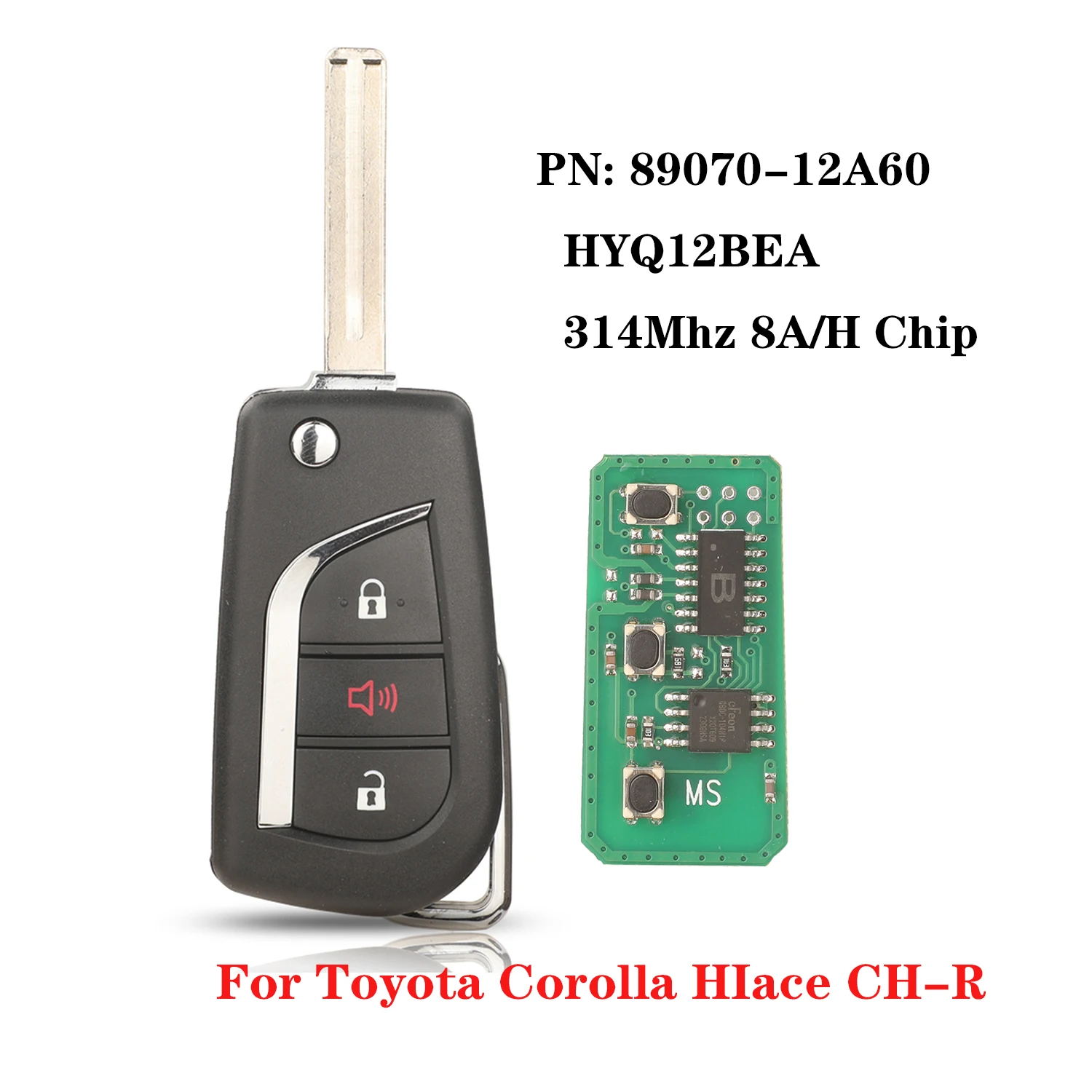 

jingyuqin 314Mhz 8A/H Remote Car Key Control For Toyota Corolla HIace CH-R 2019 2013-2015 Scion XB HYQ12BEA PN:89070-12A60