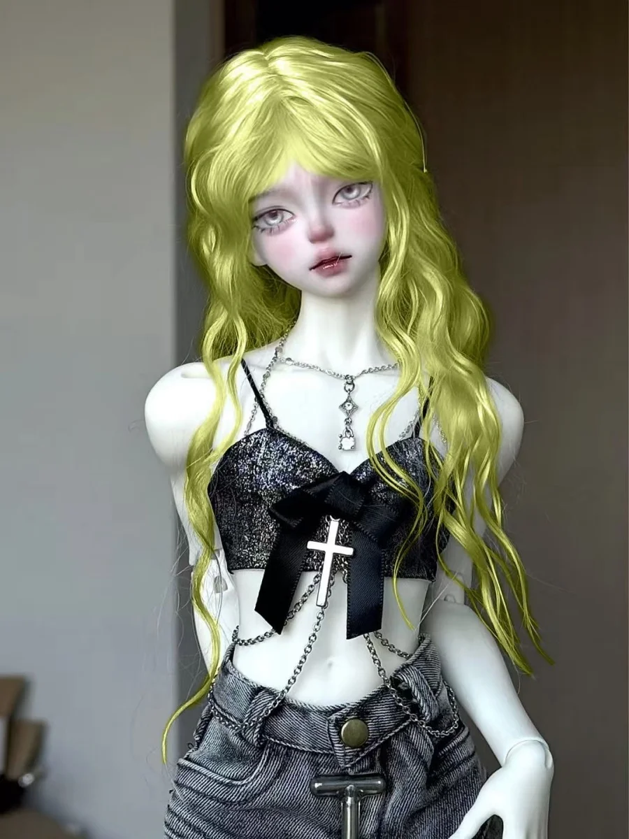 bjd Doll wig fits into 1/3 1/4 1/6 size Air Liu Sea Ripple Wave Roll Cute preppy soft silk wig doll accessories