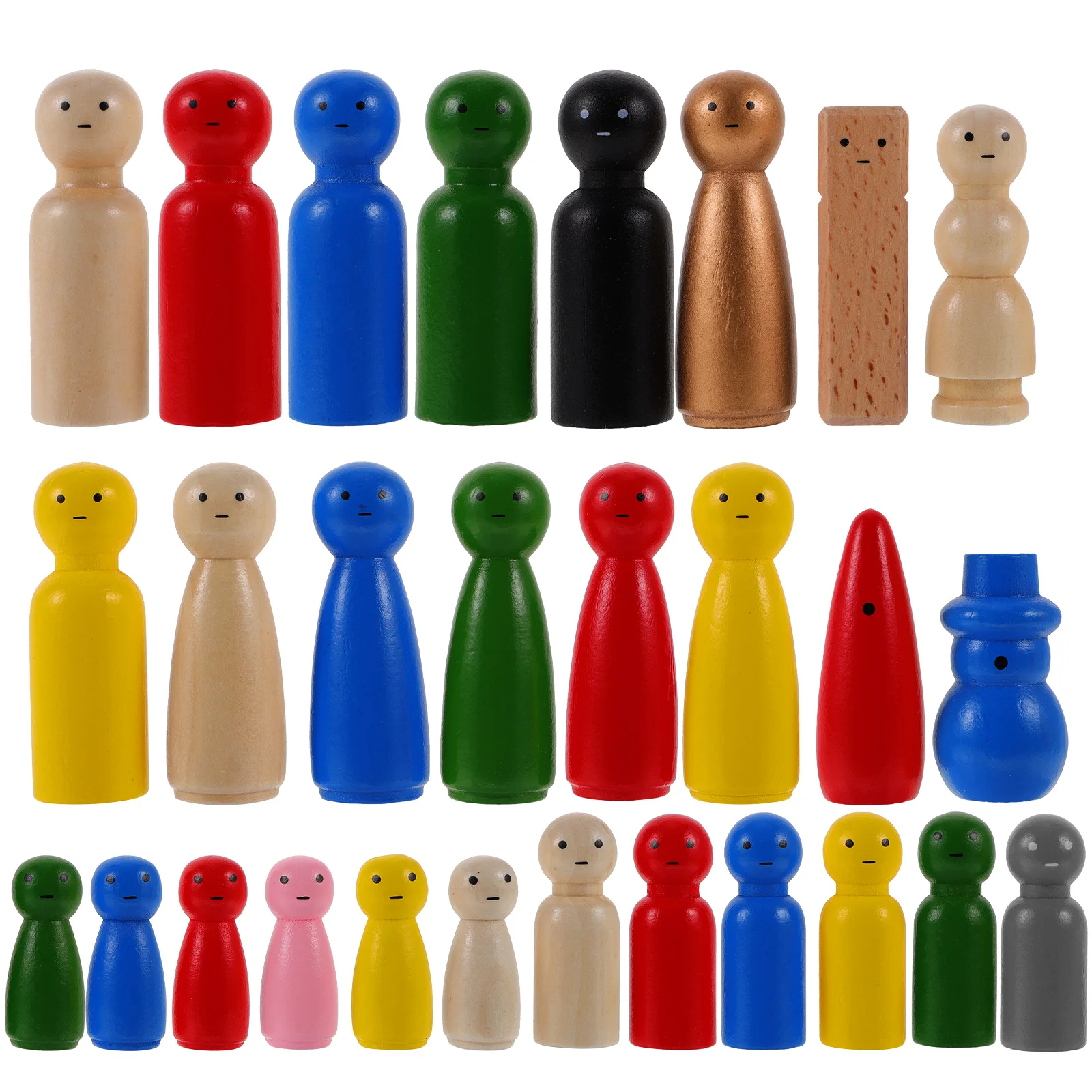 

28 Pcs Wooden Ornaments Rainbow Peg Dolls Children’s Toys People Pegs Unfinished Baby