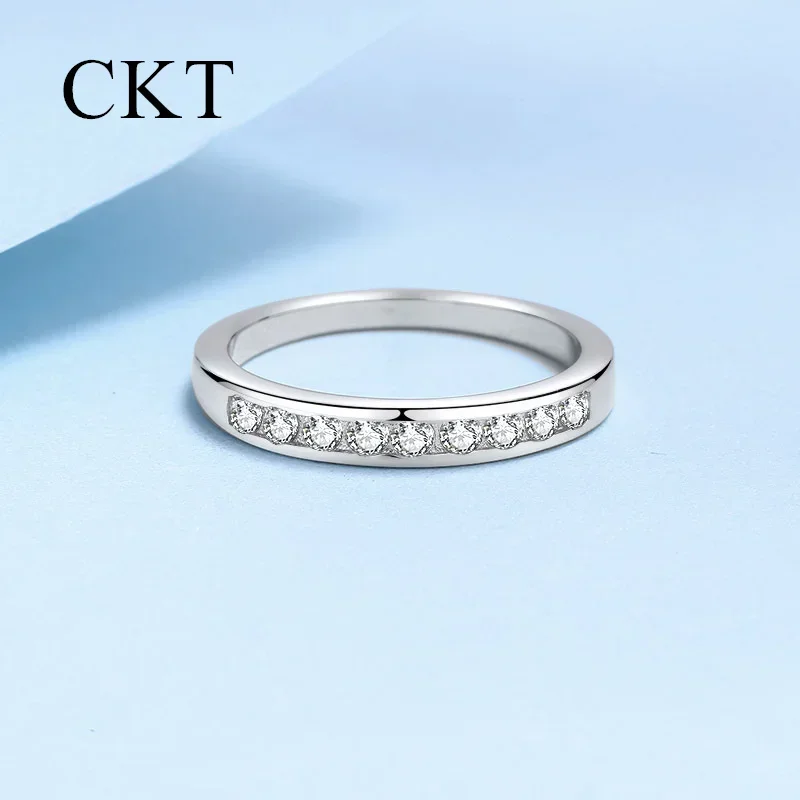 

18K White Gold Luxury Platinum Rings for Women Small Row Diamond Ring Pt950 Nine Moissanite Sparkling Wedding Bands Fine Jewelry