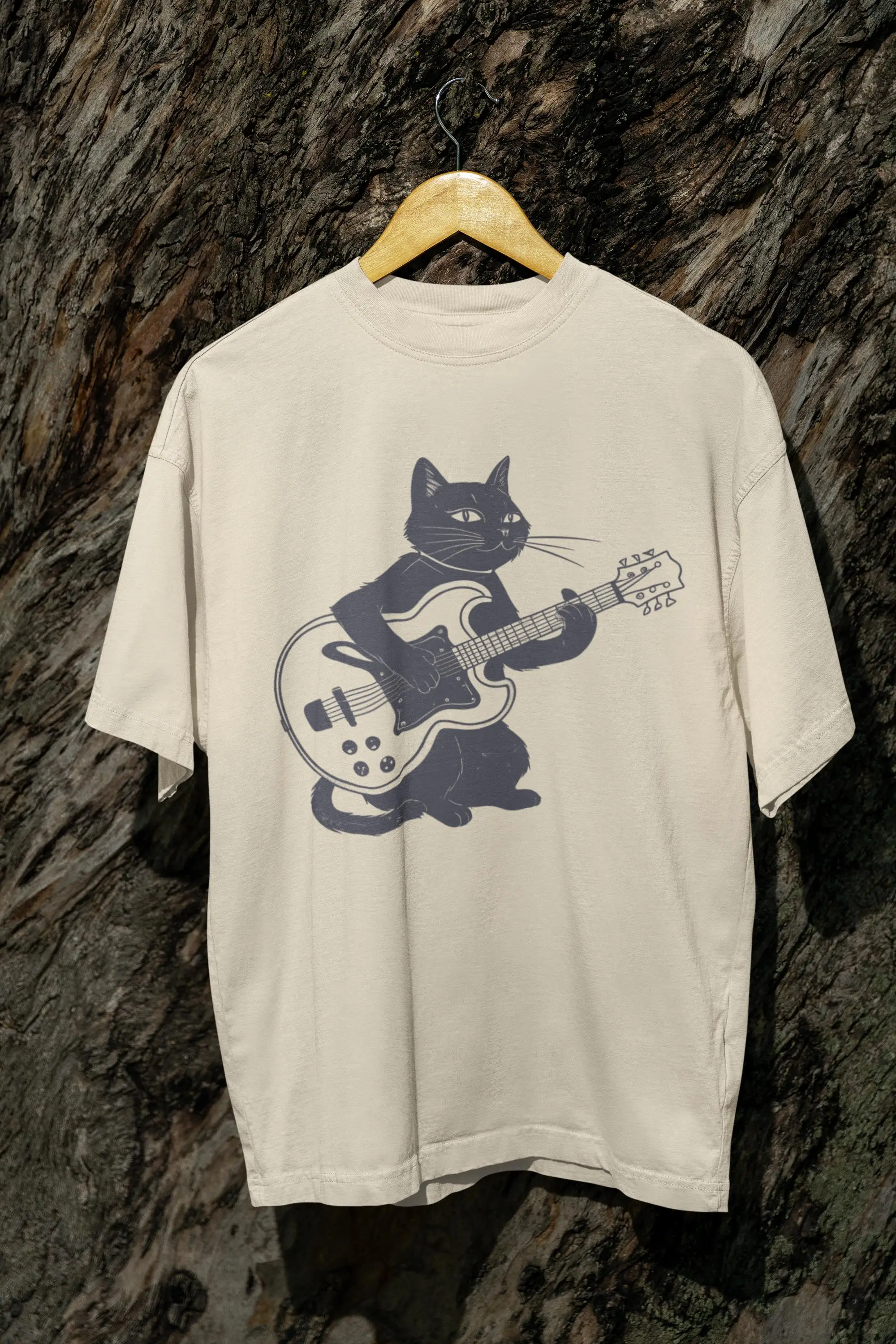 

Plus Size Summer Women's Vintage Cat Playing Guitar T-Shirt Cotton Breathable Stylish Versatile Street Style Oversized