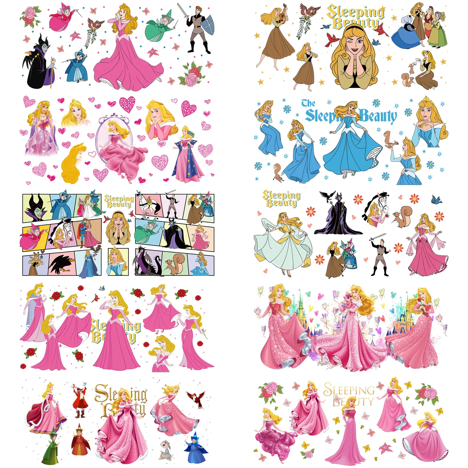 

Princess Beauty Series easy peel waterproof DIY Decals 3D transfers uvdtf stickers 16oz uv dtf cup wraps for Libbey Glasses