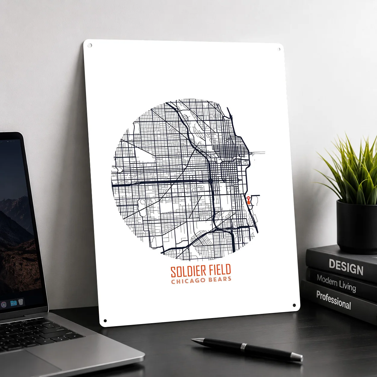 Soldier Field Stadium Map Metal Poster Perfect Gift for Fans Lovers Personalized Wall Art Metal Sign for Gaming Decoration Room