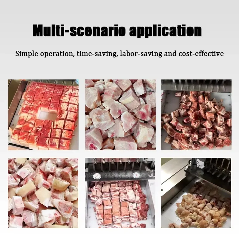Customized 304 Stainless Steel Commercial Automatic Meat Block Cutter Pork Beef Chopper Motor Bearing Core Components Durable