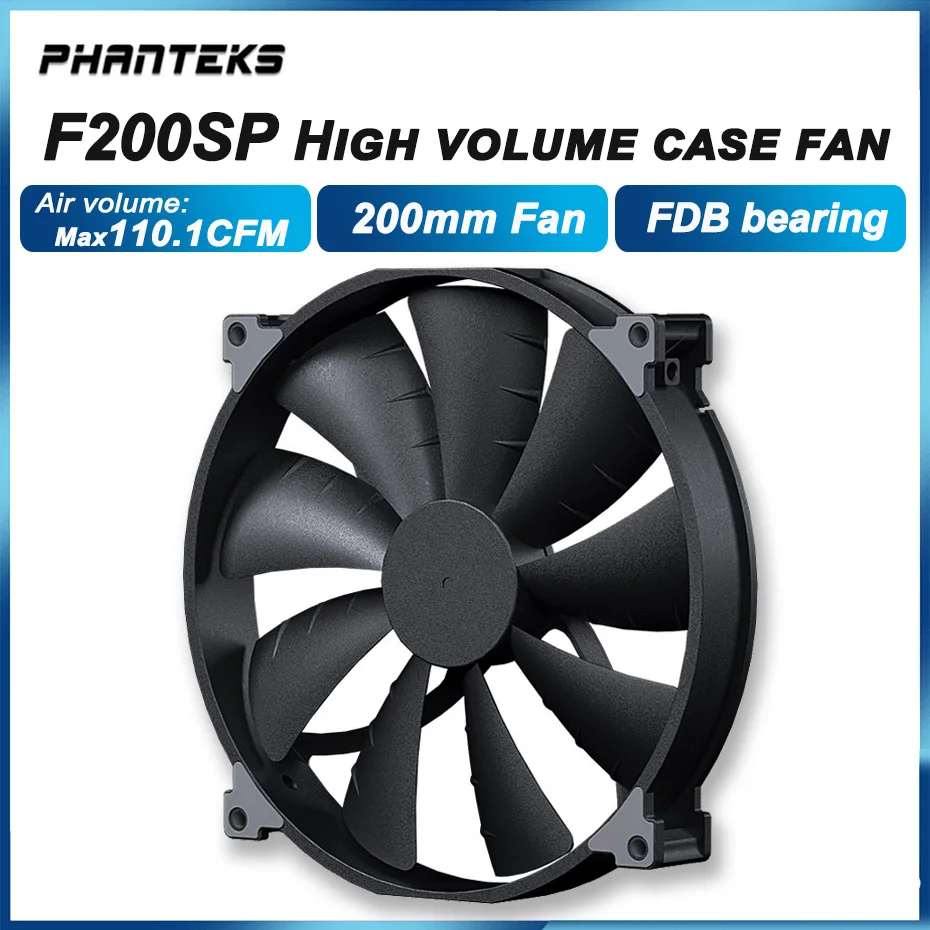 

PHANTEKS F200SP 200mm Case Fan High Air Volume 4Pin Quiet CPU Cooling Fan FDB Hydraulic Bearing