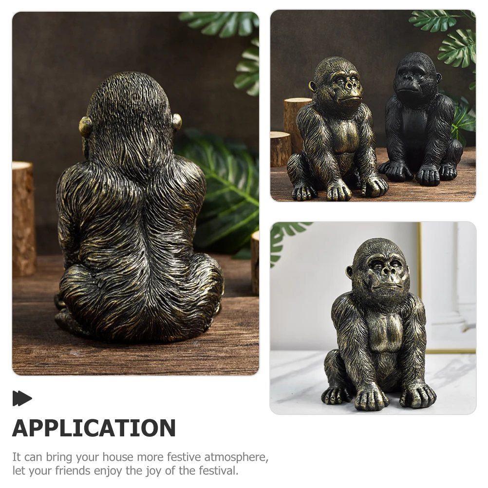 

Premium Resin Gorilla Statue Decorative Home Ornament Realistic Sculpture for Desktop Shelf Table Decor Festive Indoor Garden