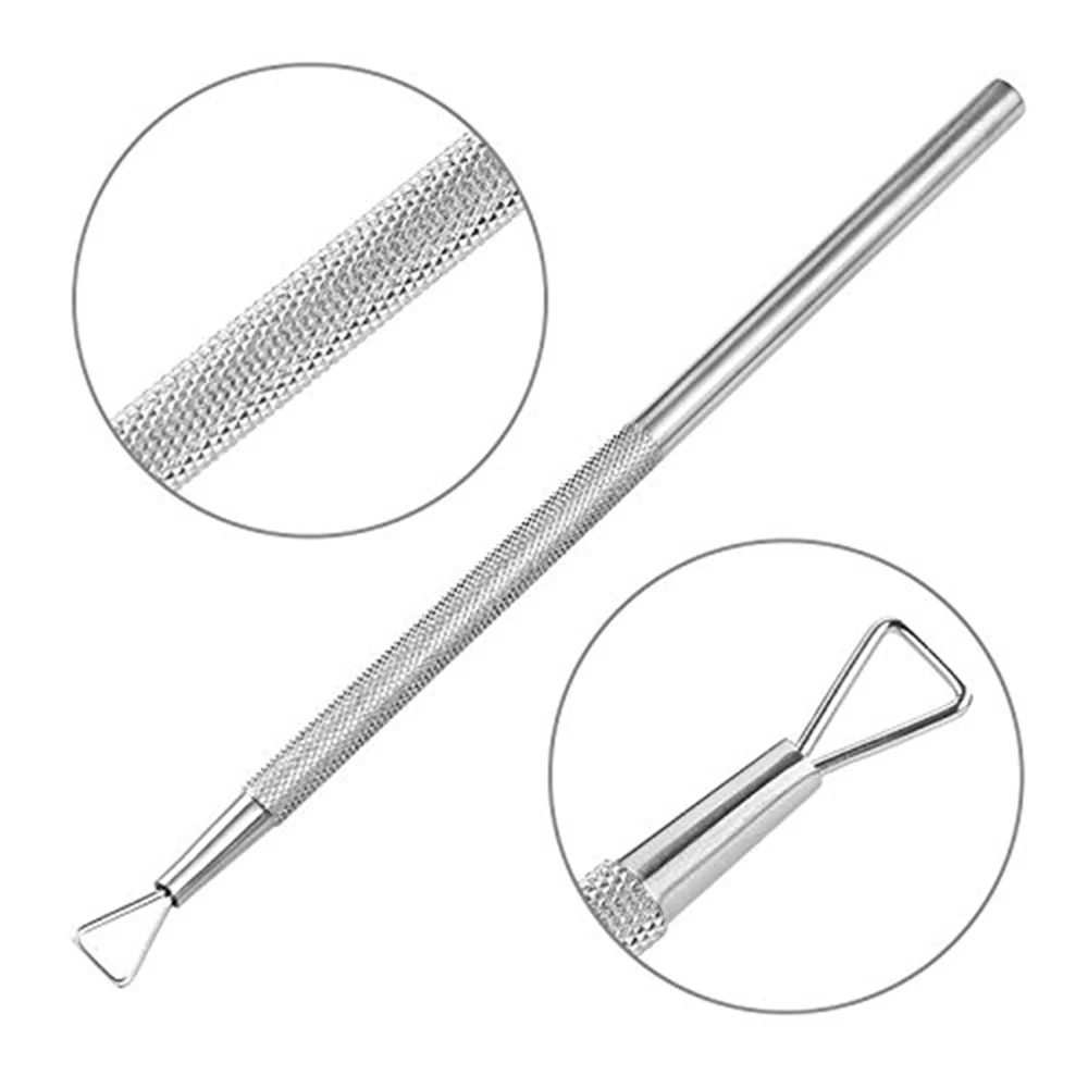 LULAA – poussoir à cuticules en acier inoxydable, stylo à points pour ongles double face, dissolvant de peau morte en métal pour manucure et pédicure professionnelle