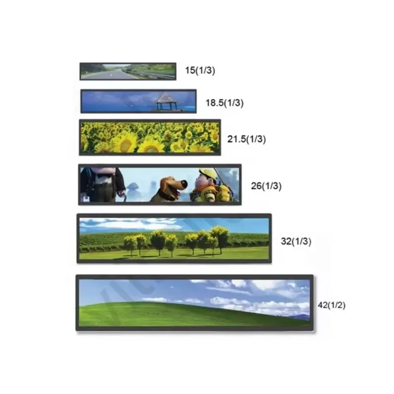 21.5 Inch 1/3 Resizing Special Size ultra Stretched Horizontal bar Lcd Advertising Screen