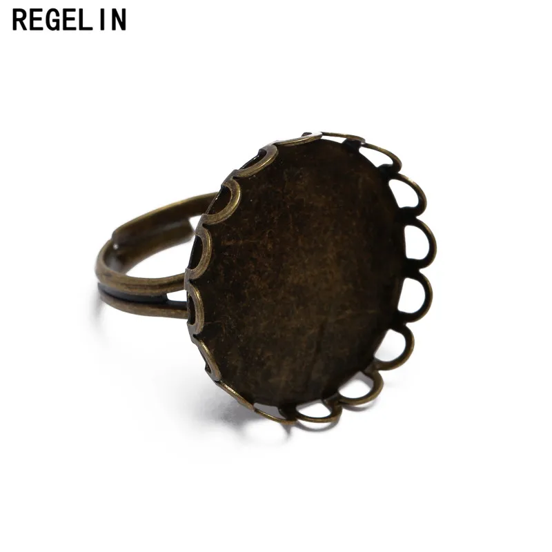 REGELIN 10 sztuk wewnętrzna 10/12/14/16/18/20mm Antique Bronze Ring oprawa puste biżuteria znalezienie koronki taca na szkło Cabochon DIY — zdjęcie 6