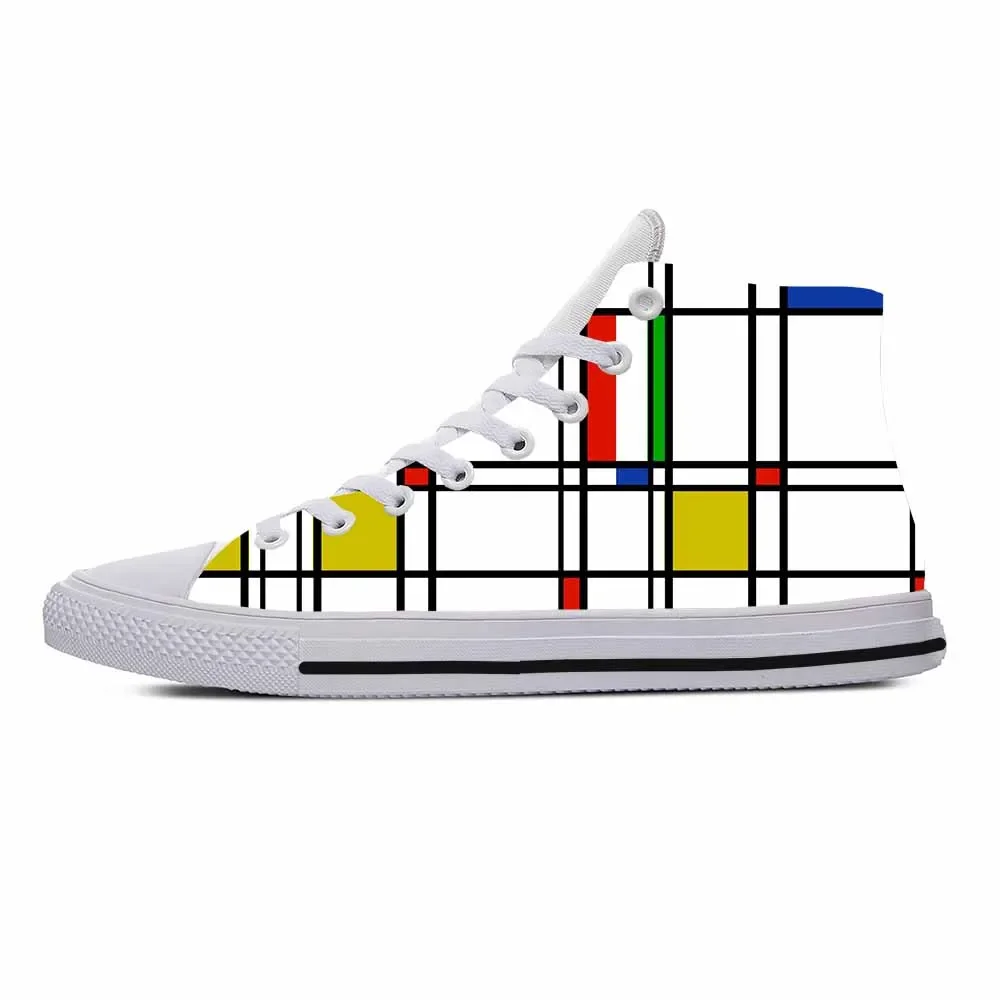 

Piet Mondrian Abstract Geometric Pattern Painting Teenager Casual Shoes High Top Comfortable Breathable Mens Womens Sneakers