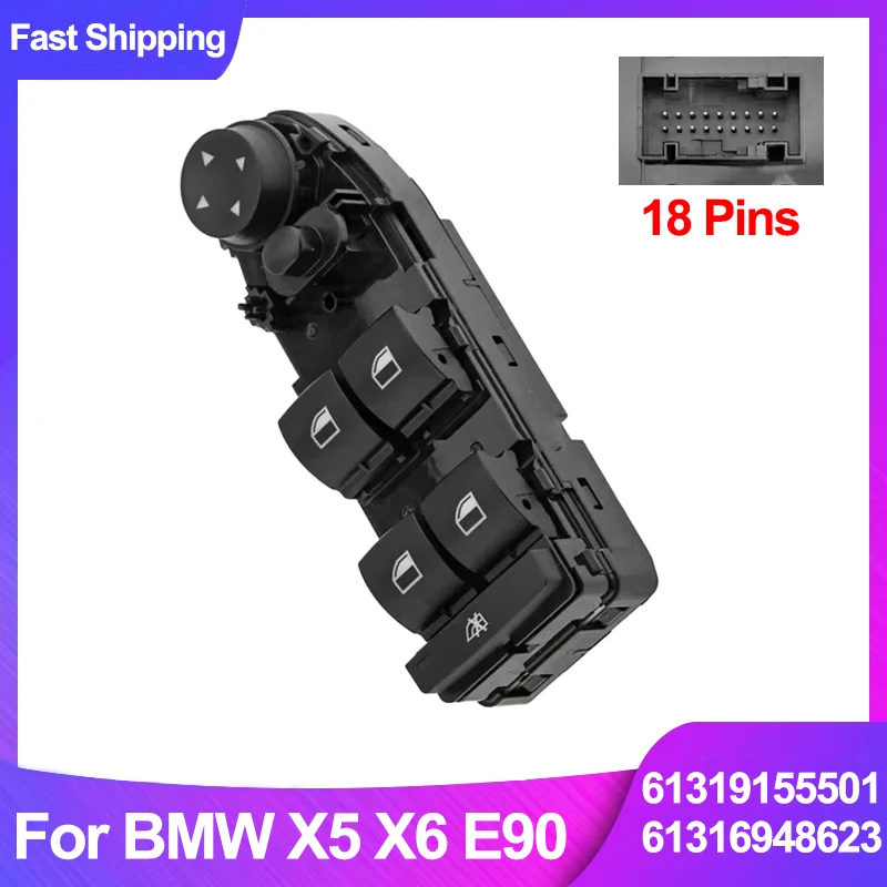 Master Power Window Switch 61319155501 61316948623 For BMW X5 X6 E87 E90 E91 E70 E71 Driver Side Window Control Button