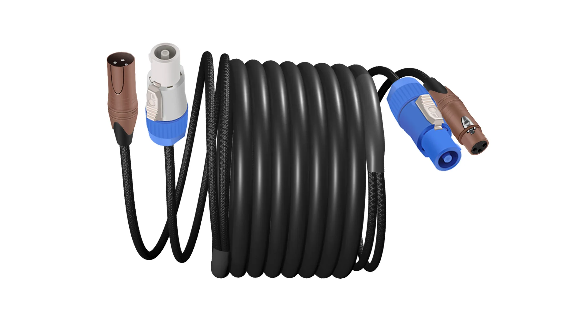 PowerCon and DMX Extension Cable 1m 1.5m 2m 3m 5m XLR DMX512 Power Combi Cable for Stage Lighting Moving Head