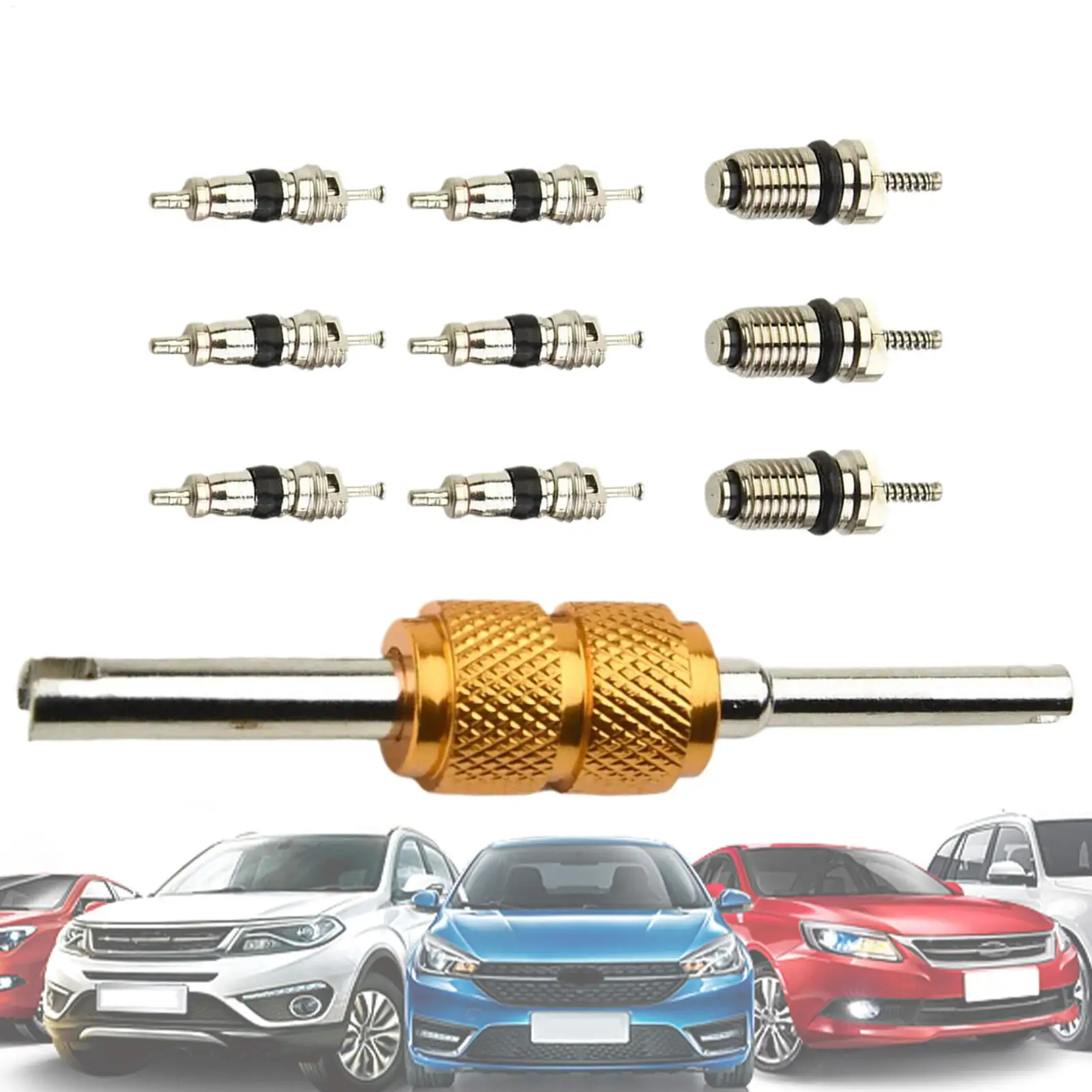 

10pc A/C AC Valve Core Remover Installer Tool Kit 75mm for Auto Car or Car Air Conditioning Replacement and Maintenance