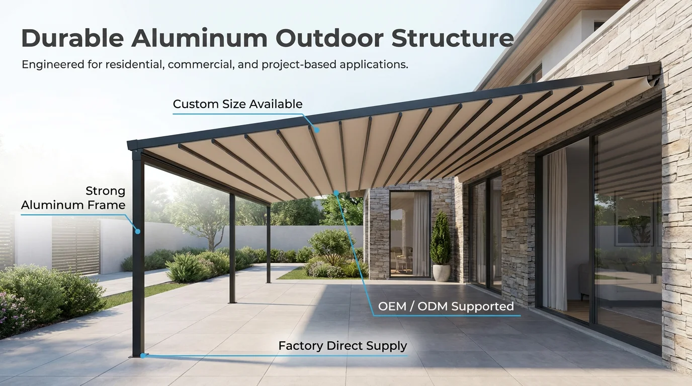 Custom-Made Retractable Pergola: Premium Retractable Roof System for Hotel Garden Terraces