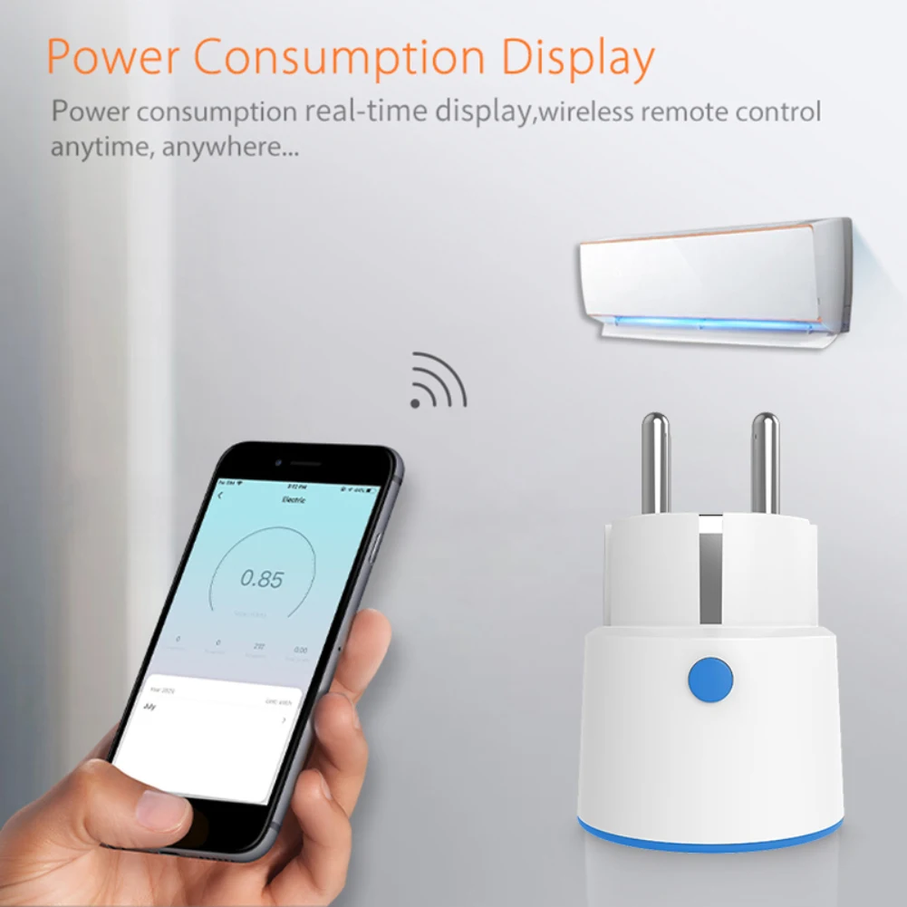 Zigbee 16A Socket Tuya Smart Wireless Remote Control EU Plug Energy Monitor Timing Outlet Work With Alexa Google Home Smart Life