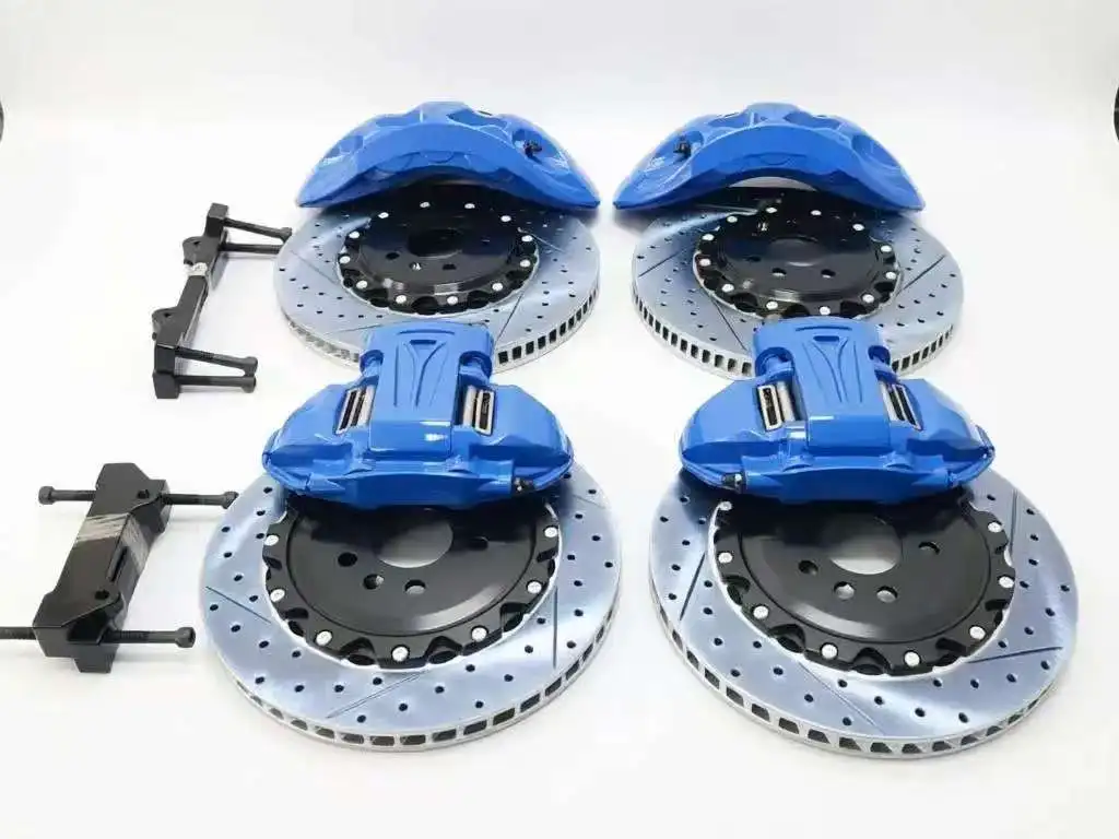 New Sports Car 9N Large Aluminum Brake Kit Fish Bone Disc 6 Piston Calipers Blue Customizable 355-440mm for