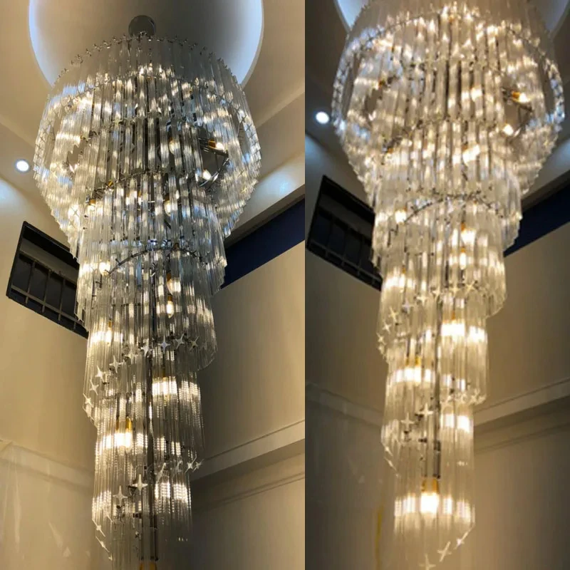 Modern Crystal Chandelier Chrome Gold Ceiling Pendent Lamp For Living Room Lobby Hotel Lobby Home Decorations Lustres Droplight