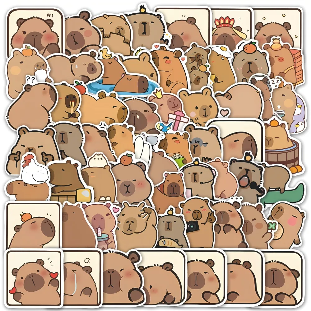 60 Stück Capybara-Aufkleber Niedliche Vinyl-Sticker Verspielte Capybara-Grafiken Laptop-Tagebuch-Wasserflaschen-Aufkleber Capybara-Ästhetik