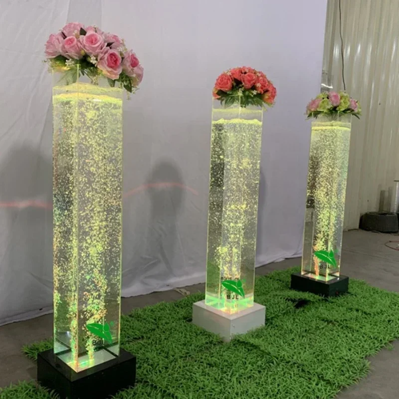 color changing flower pillar led water bubble lamp columns