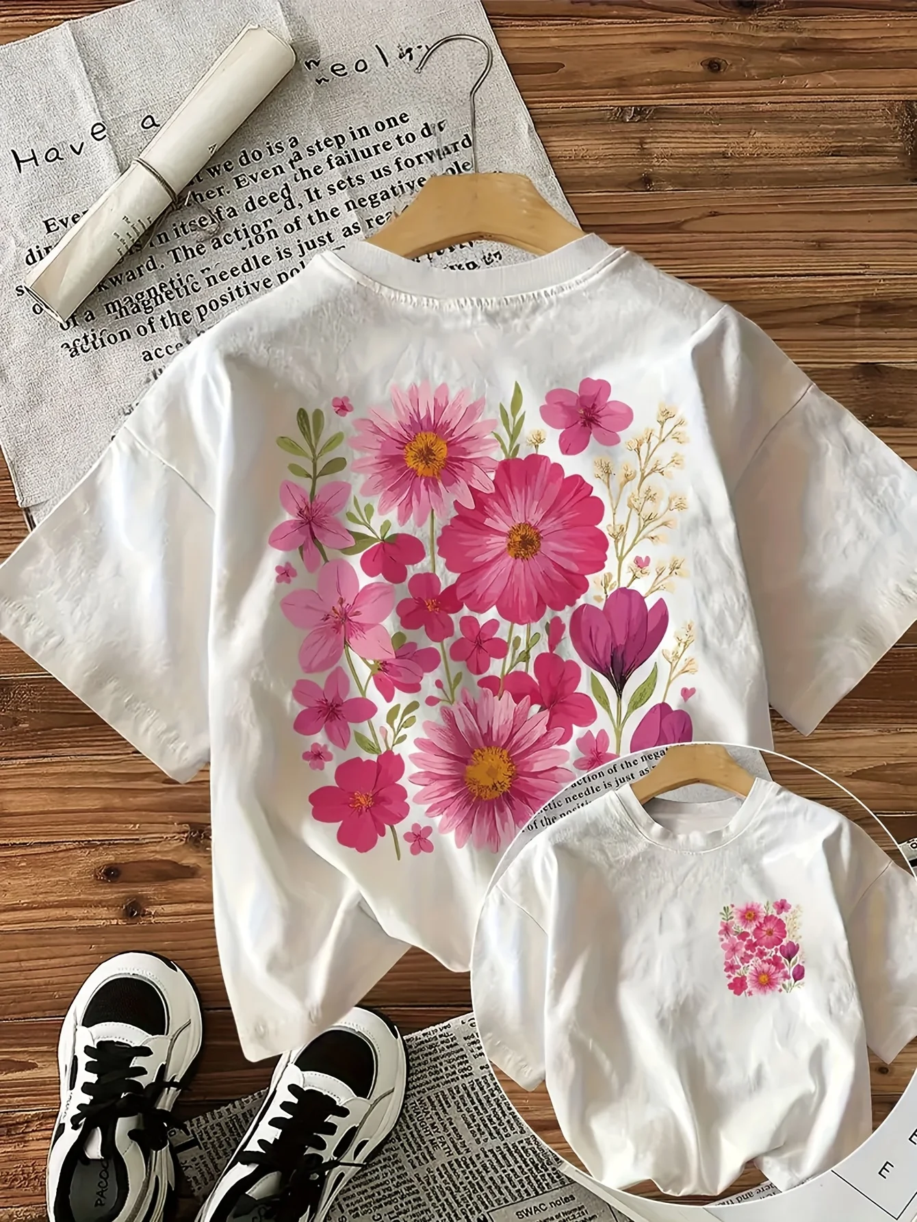 Summer Beautiful Flowers Prints T-Shirts Womens T Shirts Basic O-Neck Short Sleeve Tops Casual Woman Clothes