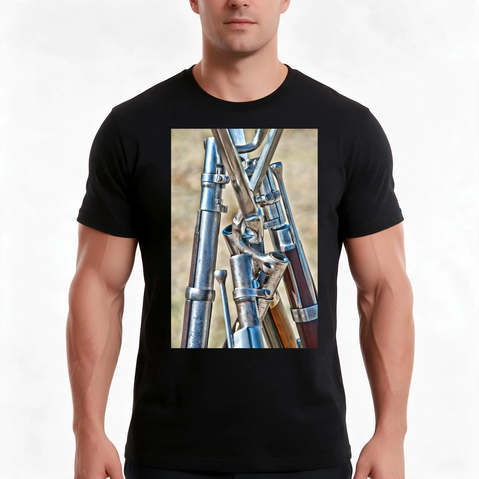 Union Muskets T-Shirt, Summer Casual Cotton Tee, Oversized Streetwear Tops, Vintage Graphic Print, Loose Fit Short Sleeve