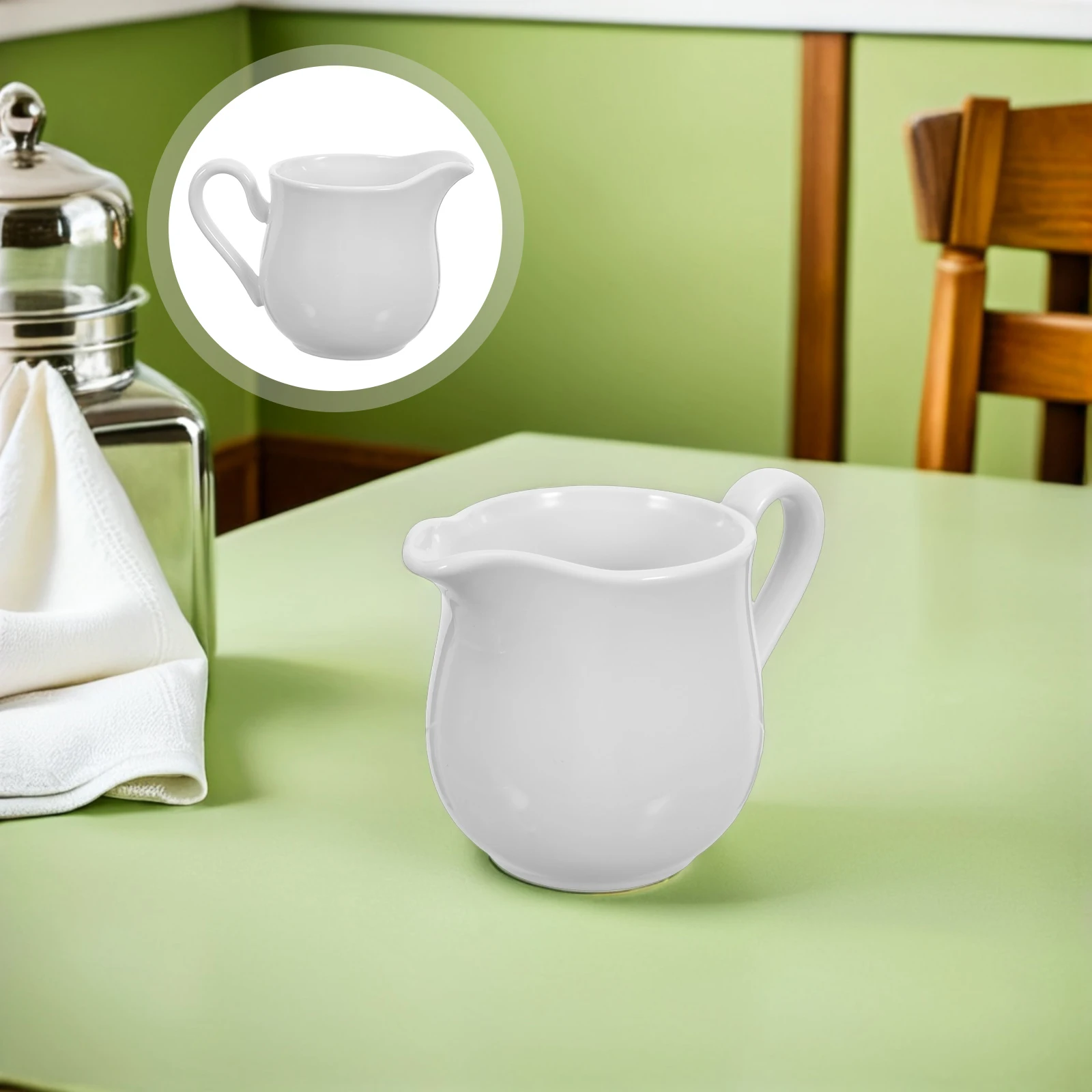 

Ceramic Milk Jug 240Ml Creamer Container with Drip-Free Spout Small Pitcher for Coffee Tea Syrup Salad Dressing Maple Dispenser