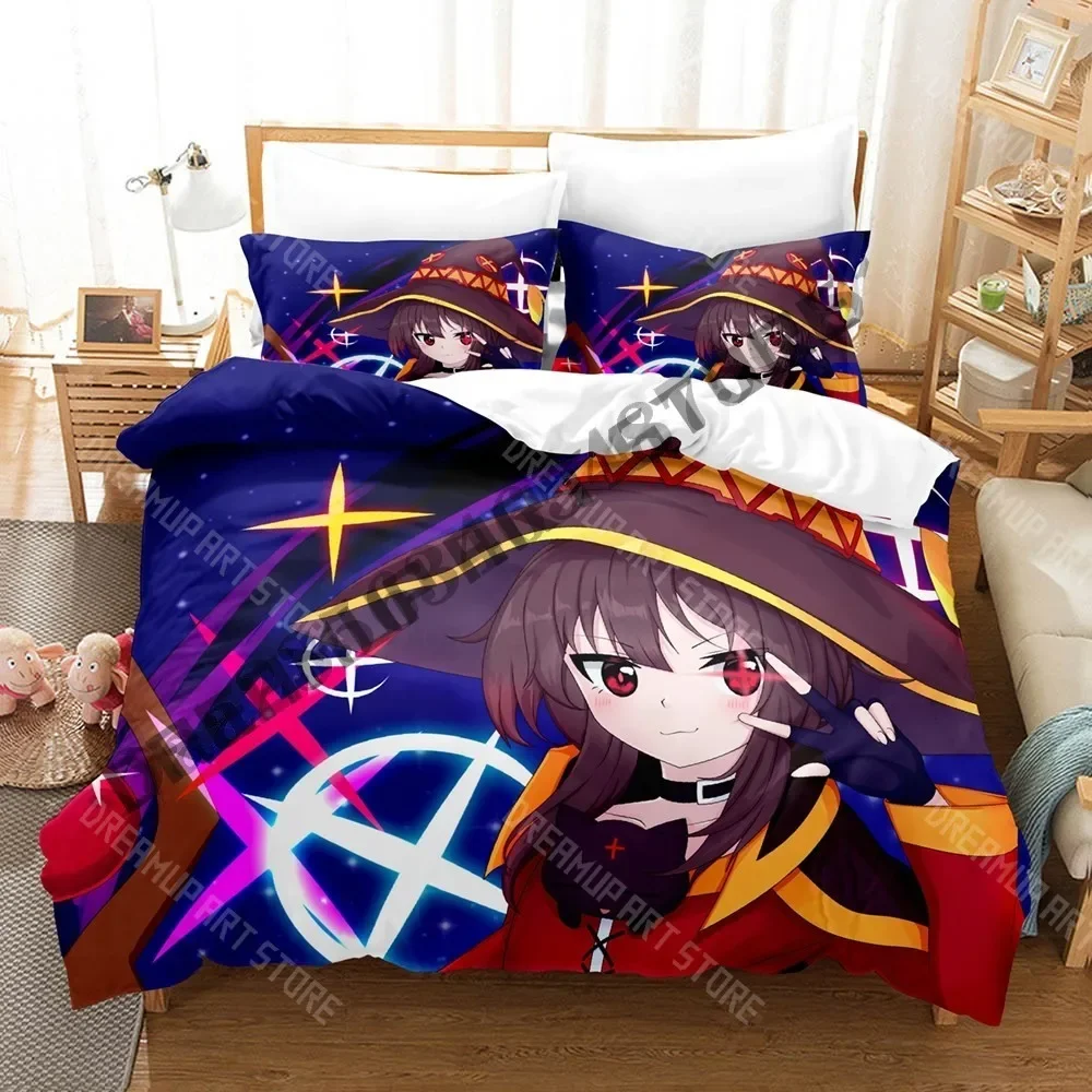 3D Print KonoSuba God's Blessing on This Wonderful World! Megumin Bedding Set Single Twin Full Queen King Size Bed Set Bedroom