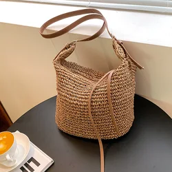 Fashion Summer Straw Crossbody Bag Women Beach Holiday Shopping Woven Shoulder Handbag Messenger Purses For Women Bags