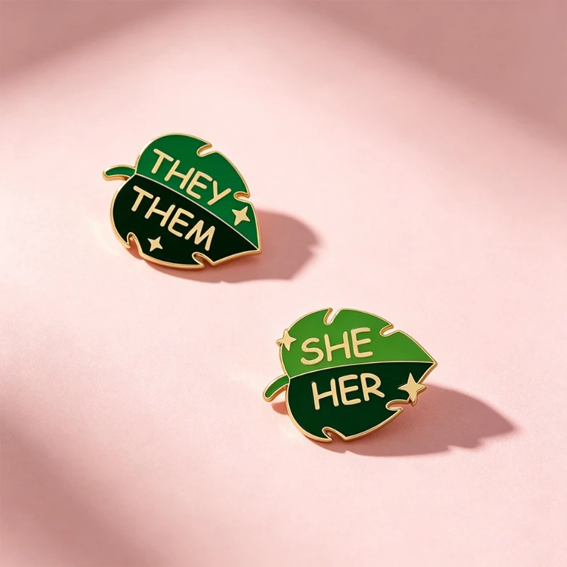 New Hot Green Leaf English Brooch Fashion Casual Commute Enamel Monstera Leaf Slogan Metal Badges Gift Pin DIY Clothing Bags Hat