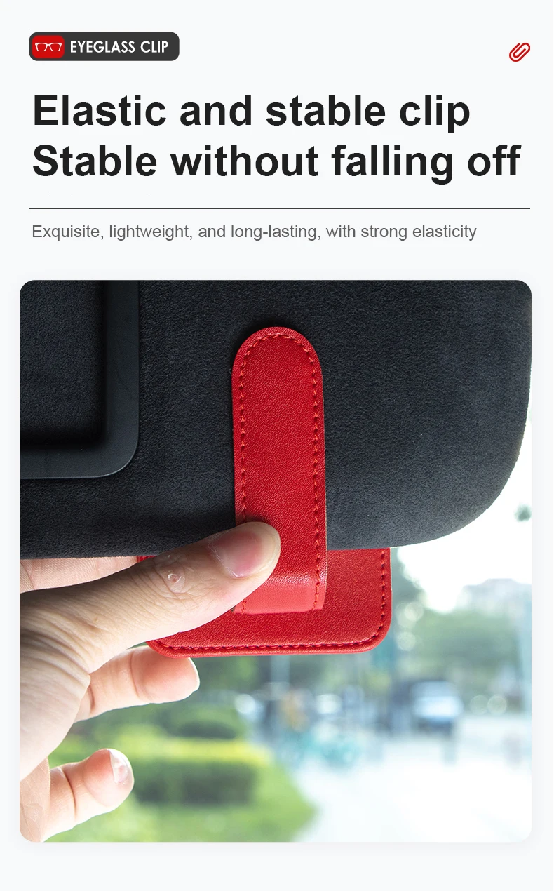 JFBONIN Leder-Autosonnenblenden-Organizer mit magnetischem Clip, Stift- und Kartenhalter, kreativer Sonnenschutz-Aufbewahrungskoffer – Detail 4