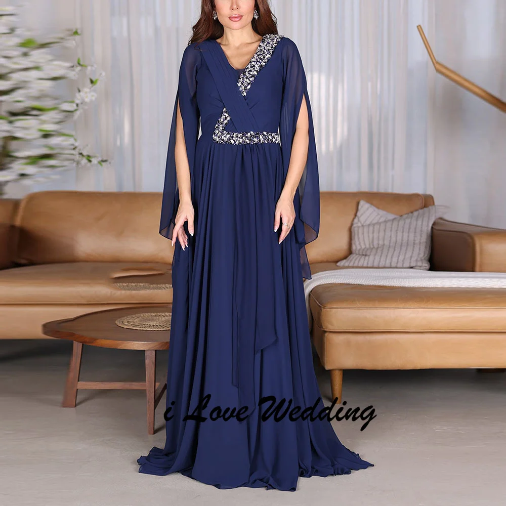 

Flowing Shiny Crystal Chiffon A-line Draped Evening Dress Floor Length Backless Party Gown with Sweep Court ustomized