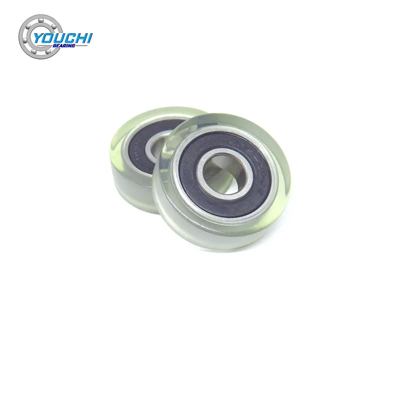 5pcs 32mm PU Coated Rollers 10x32x10 PU600032-10 PU 6000RS Bearing Low Noise Door Ring Buckle Wheel 10*32*10 Polyurethane Pulley