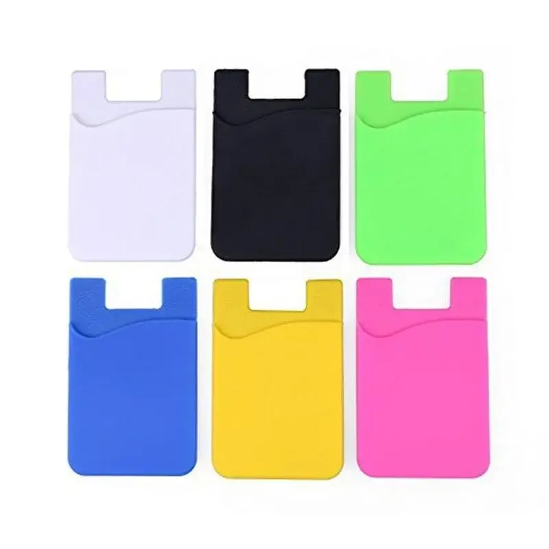 Multi-function Silicone Card Holder Mobile Back Self-adhesive Cards Protecting Cover Pocket Bus Pass ID Business Card Bag Holder